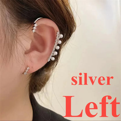 Gold Color Ear Bone Clip For Women Sweet Exquisite Sparkling Crystal Star Ear Cuff Clip Earring Wedding Jewelry Accessories Gift