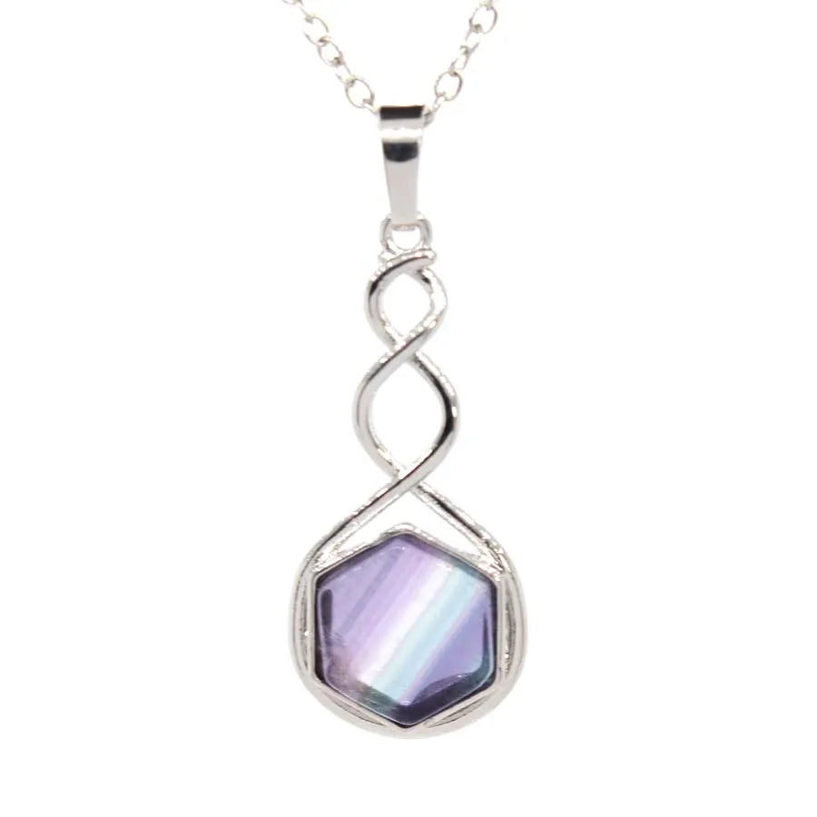 Crystal Hexagon Stone Pendant Necklace For Women Natural Amethyst Lapis Lazuli Dangle Hook Earrings Pendants Necklace Jewelry