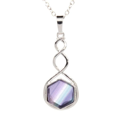 Crystal Hexagon Stone Pendant Necklace For Women Natural Amethyst Lapis Lazuli Dangle Hook Earrings Pendants Necklace Jewelry