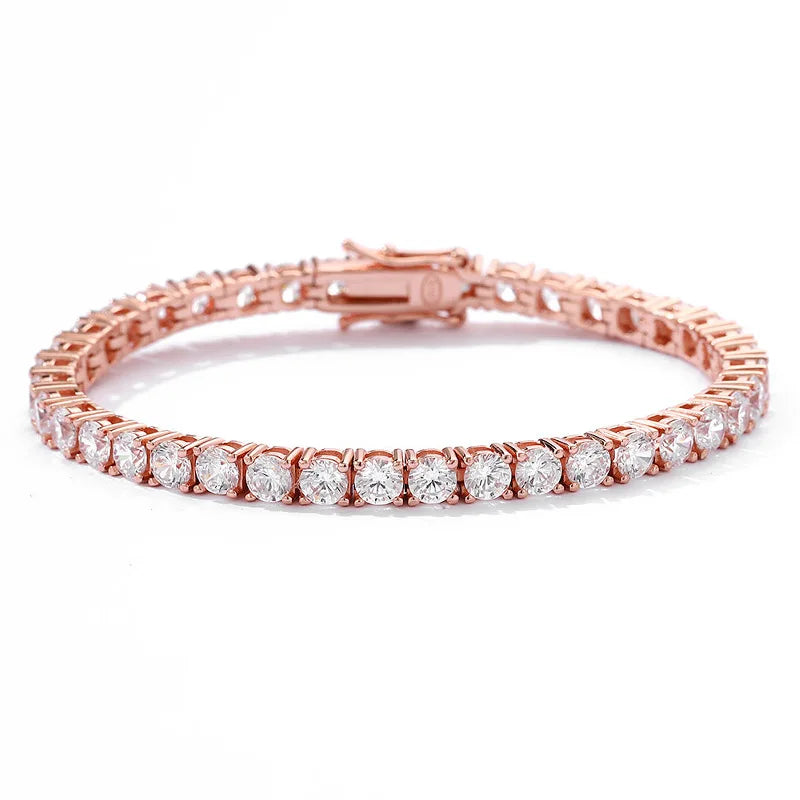 New 3mm D VVS1 Moissanite Tennis Bracelet for Women Classic Jewelry 100% 925 Sterling Silver Certified Bracelet for Men Chain