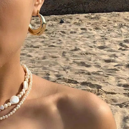 New Style 2024 Wholesale Smooth Exquisite Big Circle Hoop Earrings for Women Girl Wedding Party Large Stainless Steel Jewelry