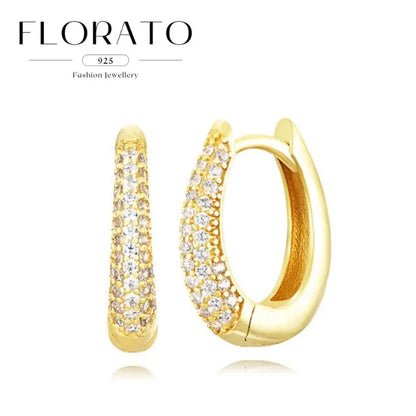 925 Sterling Silver Needle Irregular White Zircon Hoop Earrings For Women Pearl Ear Buckles Vintage Luxury Crystal Jewelry Gifts