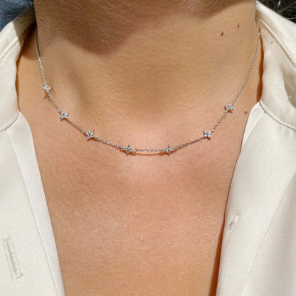 New Stainless Steel Zircon Necklaces for Women 18K Gold Plated Four Leaf Grass Collar Chain Necklace Luxury Jewelry Gift