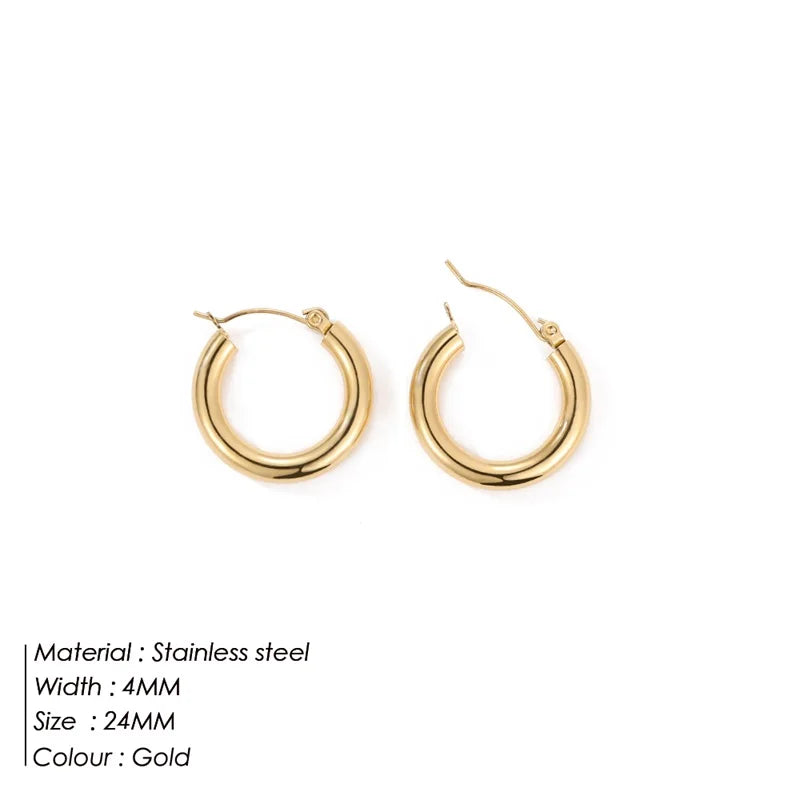 Fashion Gold Size Circle Earrings Women's Jewelry Accessories Classic Stainless Steel Earrings Wholesale