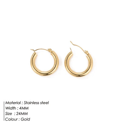 Fashion Gold Size Circle Earrings Women's Jewelry Accessories Classic Stainless Steel Earrings Wholesale