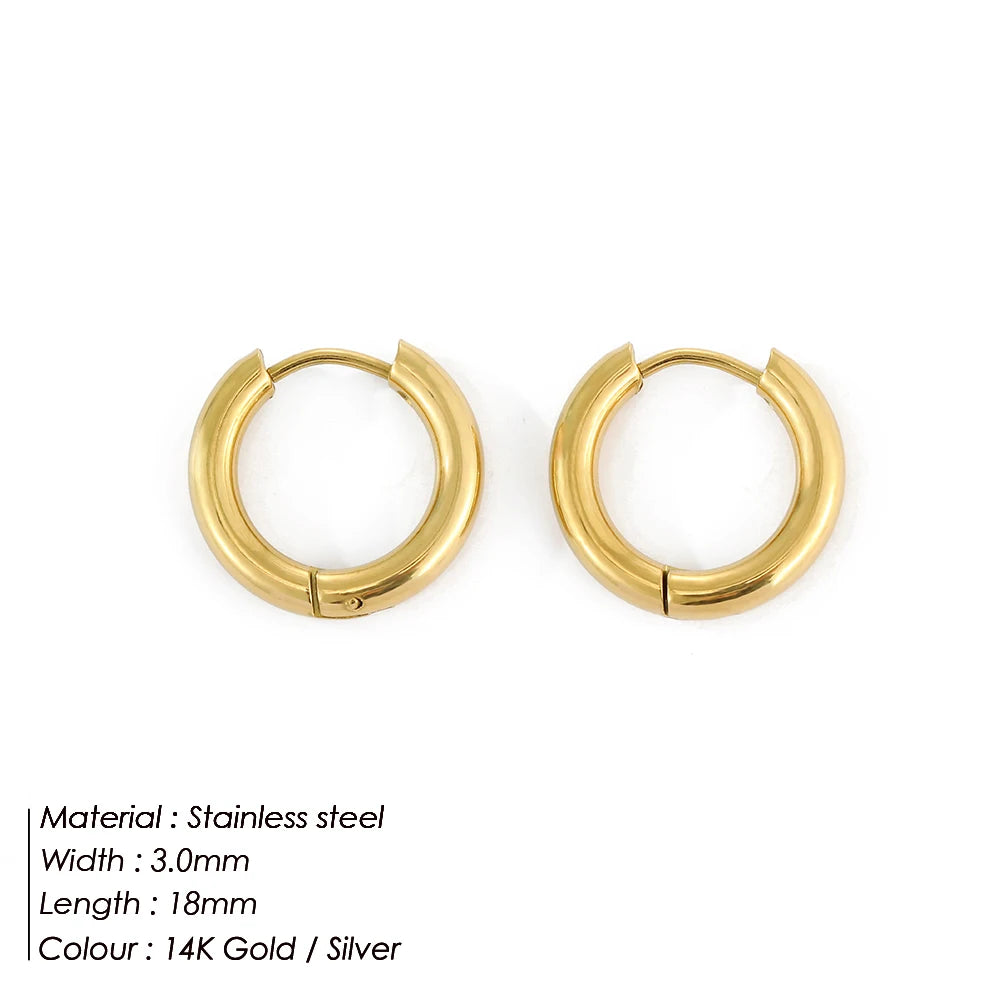 Fashion Gold Size Circle Earrings Women's Jewelry Accessories Classic Stainless Steel Earrings Wholesale