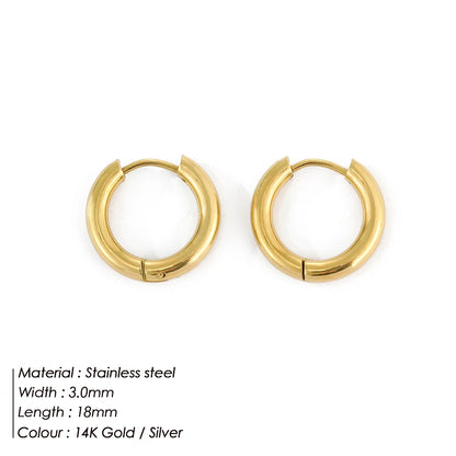 Fashion Gold Size Circle Earrings Women's Jewelry Accessories Classic Stainless Steel Earrings Wholesale